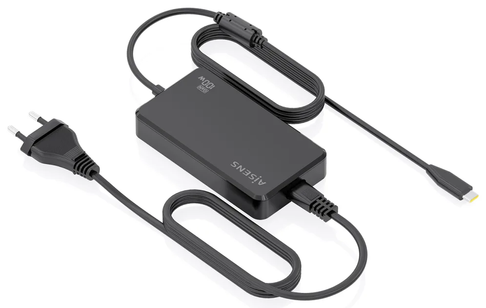 Cargador Sobremesa GaN Aisens ASCH-1PD100D070-BK/ 1xUSB Tipo-C/ 100W