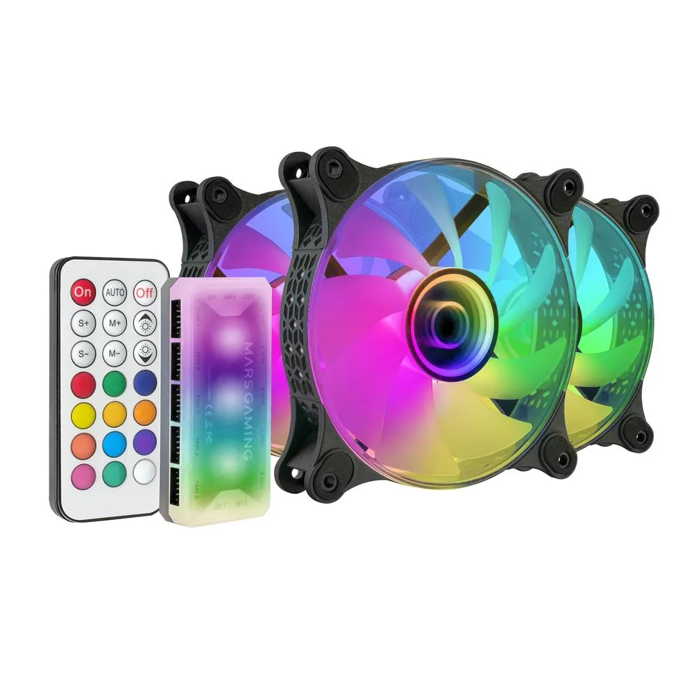 Ventilador caja mars gaming mf - 3d argb 3x 120mm negro