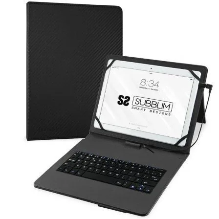 Funda + teclado subblim para tablet 9.6 pulgadas a 11 pulgadas negro