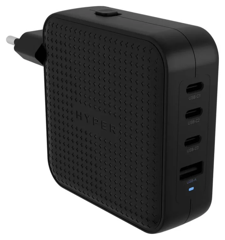 Cargador de pared hyper travel charger 100w 3x usb tipo c 1x usb tipo a negro