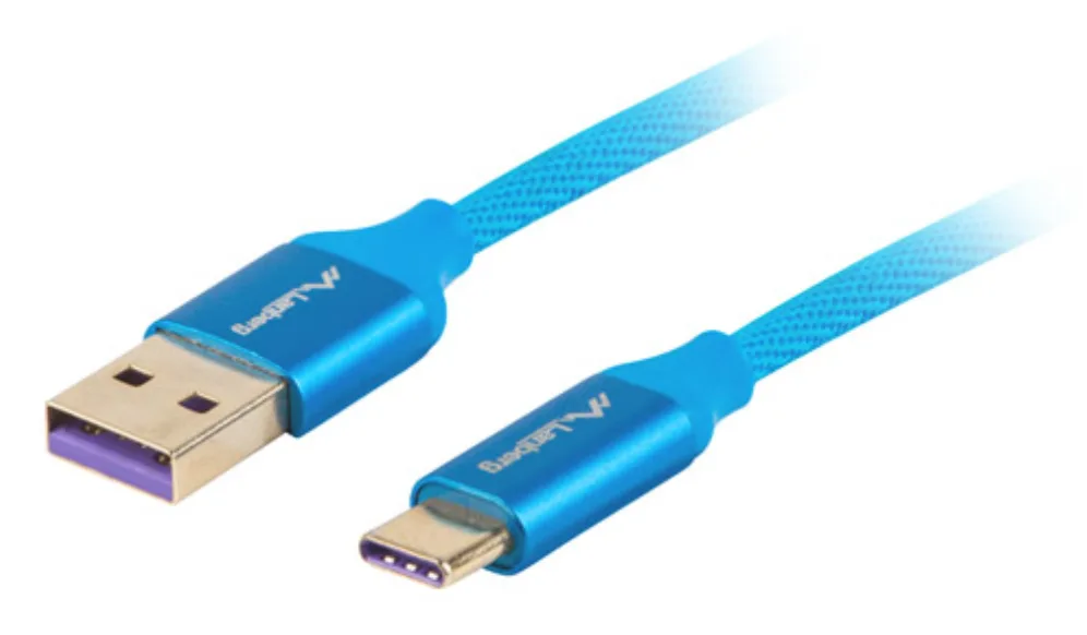 Cable usb lanberg 2.0 macho - usb tipo c macho 5a 1m azul