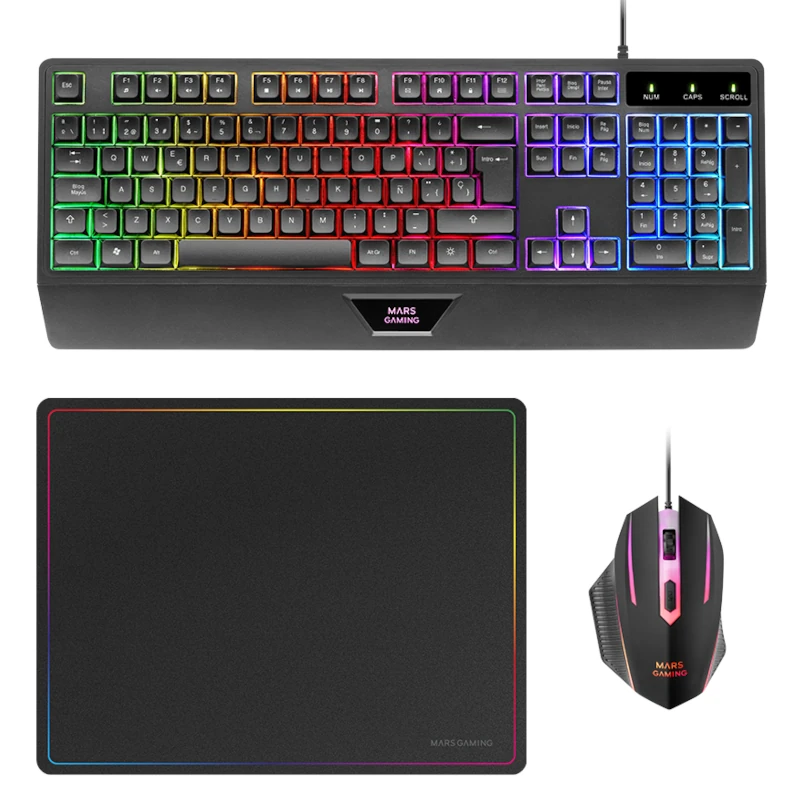 Mars Gaming MCP124 Combo 3 en1 RGB Negro