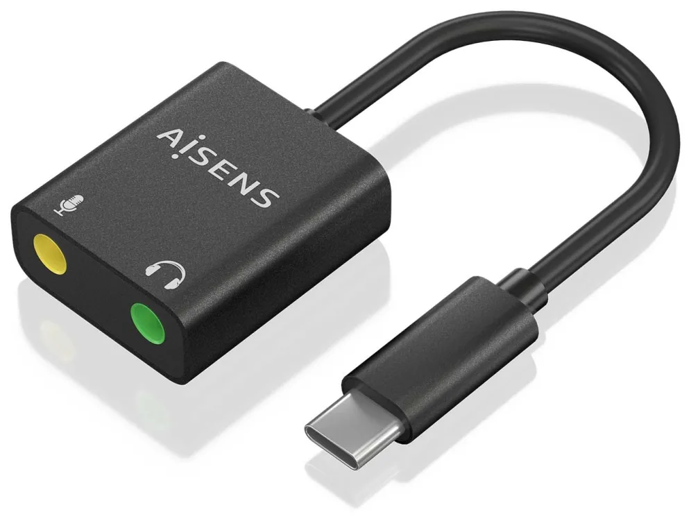 Tarjeta de Sonido Aisens A109-0767/ USB-C Macho - 2xJack 3.5 Hembra