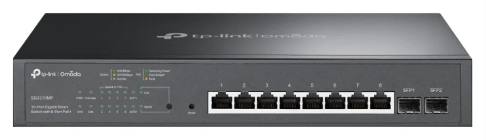 Switch 8 puertos 10 - 100 - 1000 poe 150w +2 sfp gestion l2+ tp - link