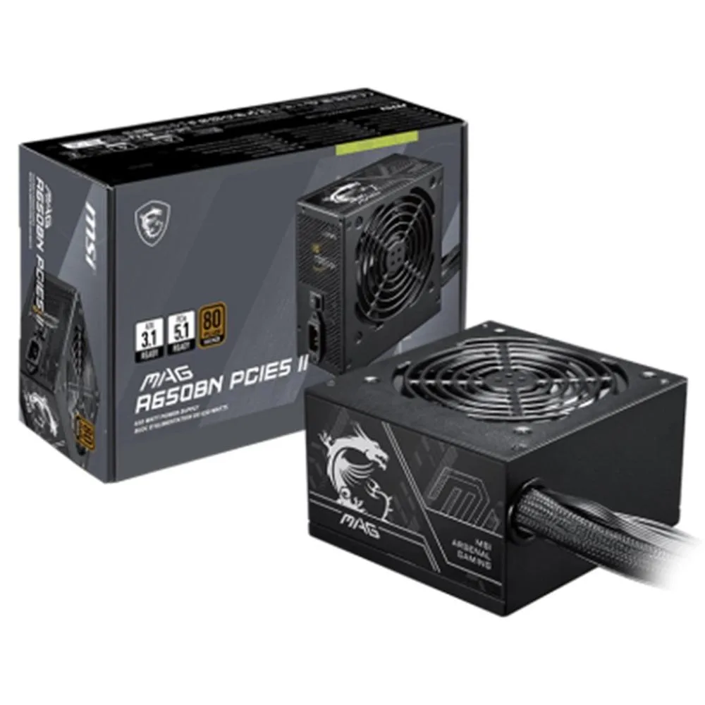 Fuente alimentacion msi mag a650bn pcie5 ii gaming atx 650w