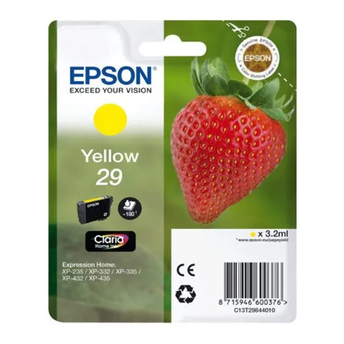 Cartucho tinta epson 29 c13t29844012 amarillo xp235 - xp332 - xp3357xp4327xp435 - fresa
