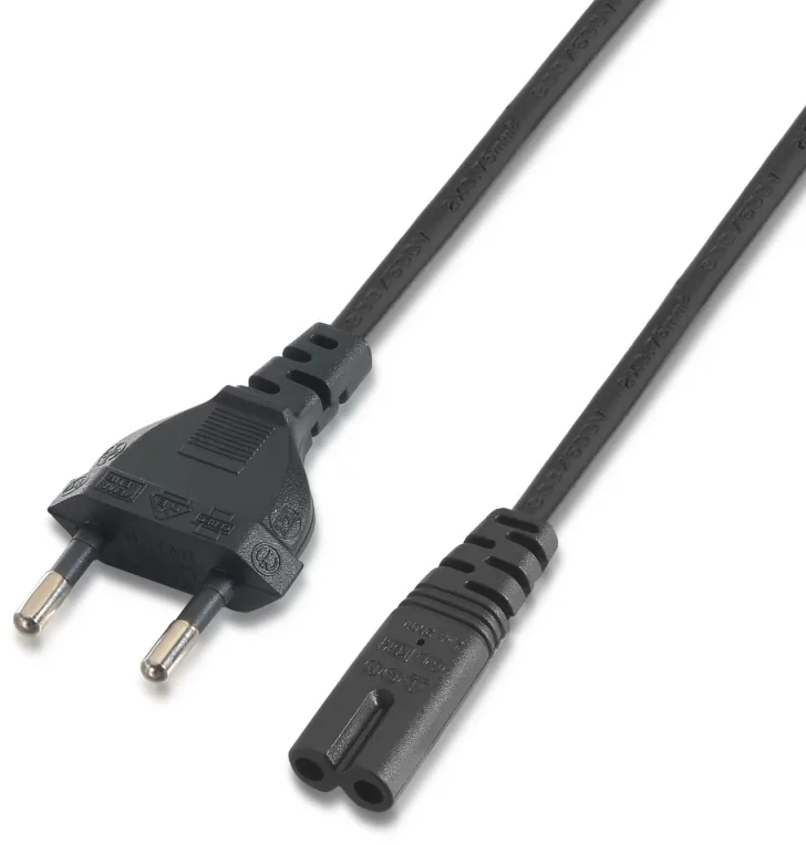 Cable Alimentación Forma 8 Aisens A132-0173/ CEE7/16 Macho - C7 Hembra/ Hasta 1500W/ 1.5m/ Negro