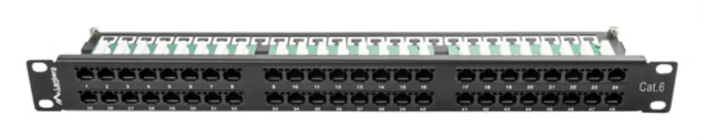 Patch panel lanberg 48 puertos 1u cat.6 19 pulgadas negro