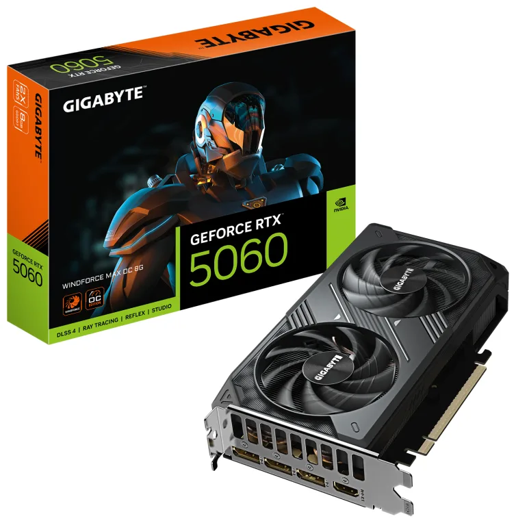 Tarjeta grafica gigabyte rtx 5060 windforce 8gb max gddr7 - 3x dp - 1x hdmi pci express 5.0