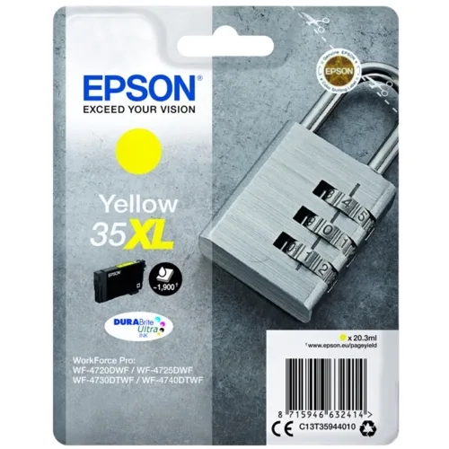 Cartucho tinta epson c13t35944010 amarillo xl durabrite ultra ink 35xl - 1900 paginas - candado