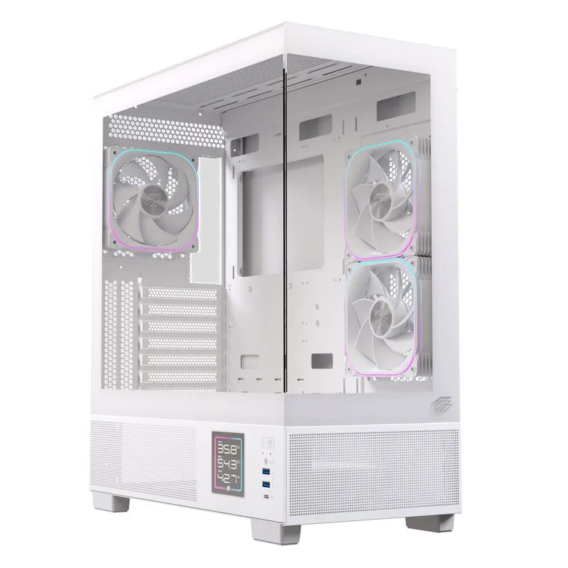 Caja ordenador gaming einarex s501d atx rgb cristal templado blanca