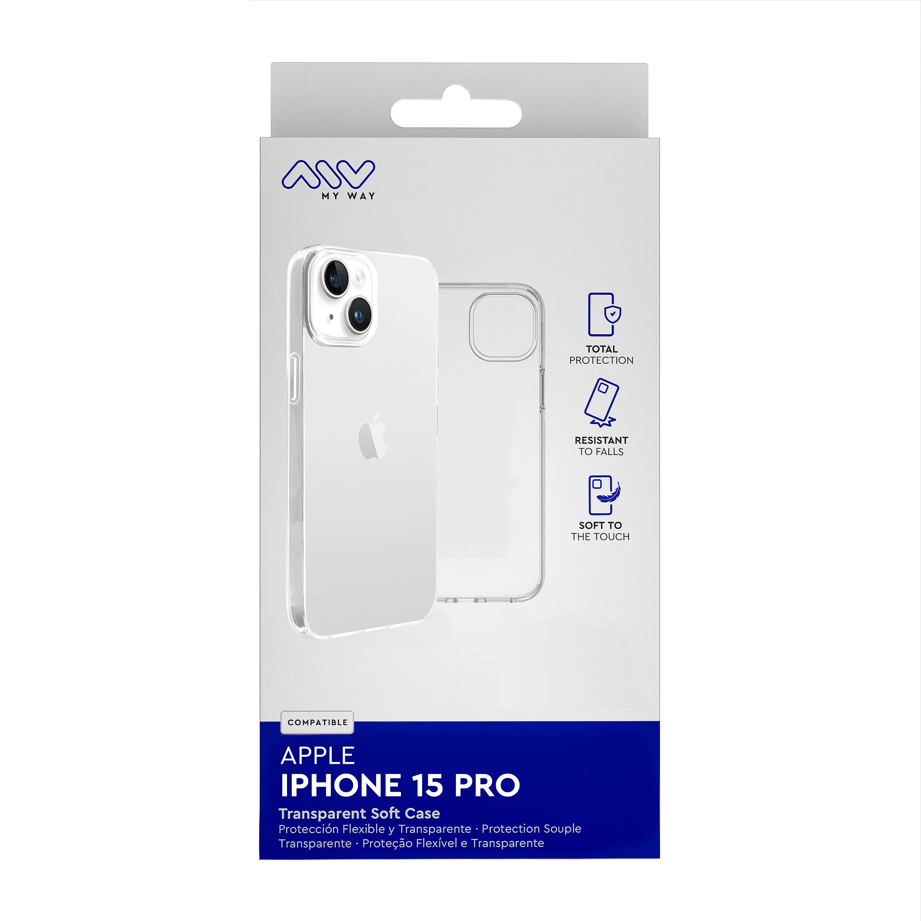 Carcasa myway para apple iphone 15 pro transparente