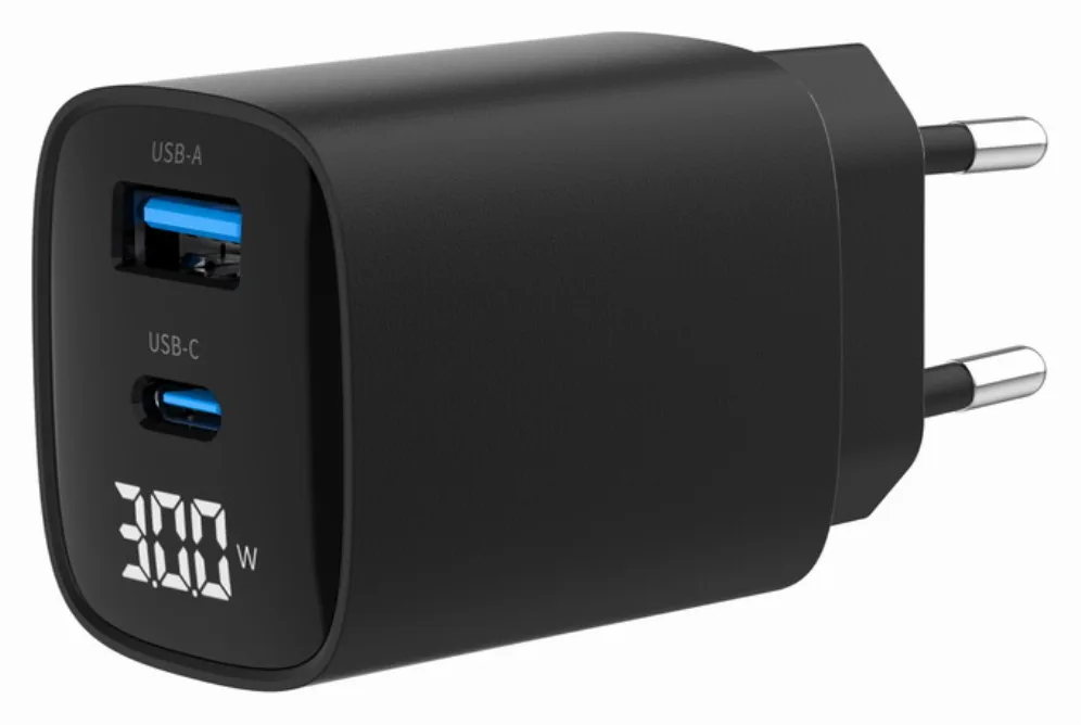 Gembird Cargador rápido USB de 2 puertos 30 W LCD
