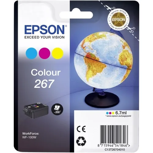 Cartucho tinta epson 267 c13t26704010 color wf - 100w - planeta tierra