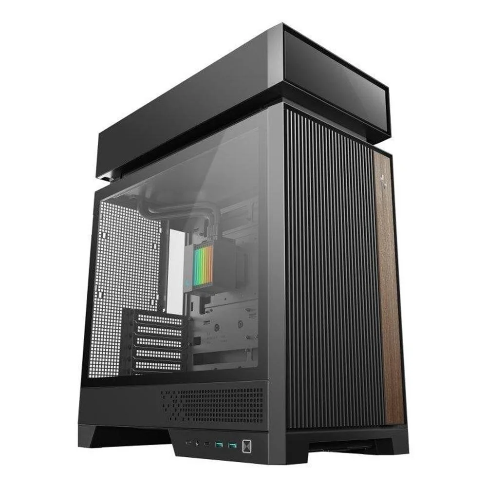 Caja ordenador gaming deepcool cl660 atx argb cristal templado negra y madera
