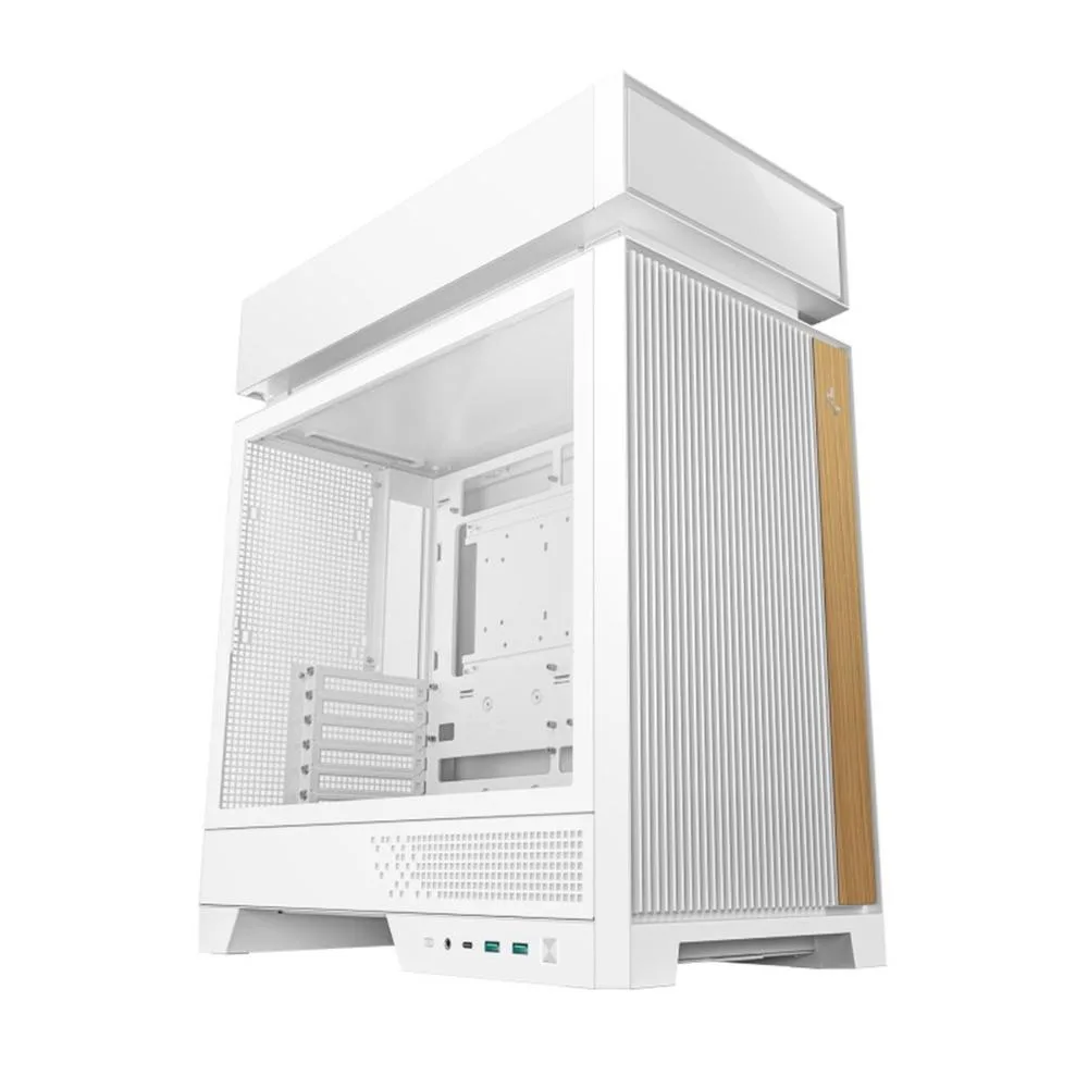 Caja ordenador gaming deepcool cl660 atx argb cristal templado blanca y madera