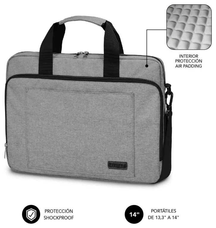 Maletin subblim air padding para portatil 13.3 pulgadas - 14 pulgadas gris