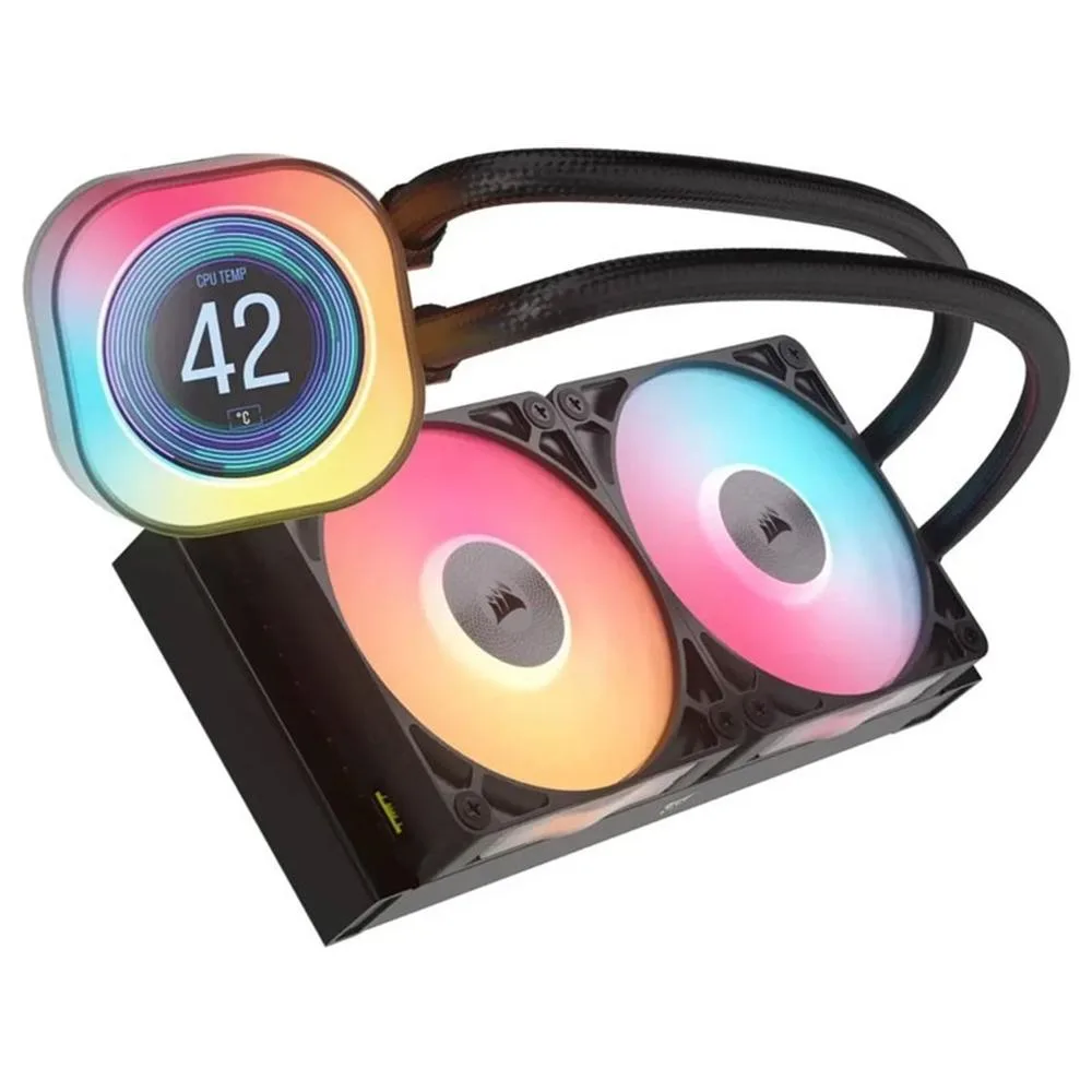 Kit refrigeracion liquida corsair icuelink titan240rx lcd aio rgb 2x 120mm negro