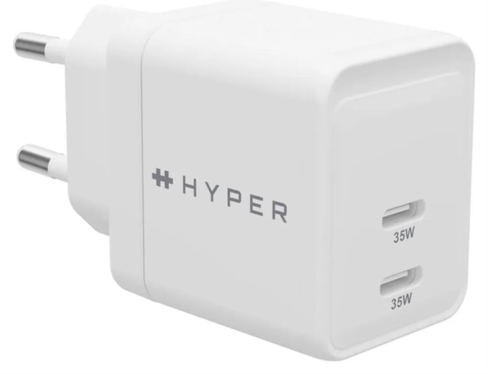 Cargador hyper 35w 2x usb tipo c blanco