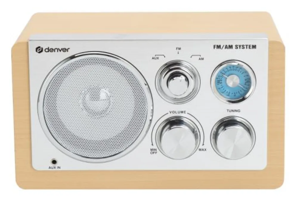 Denver TR-63LW radio Personal Analógica Bamboo, Plata