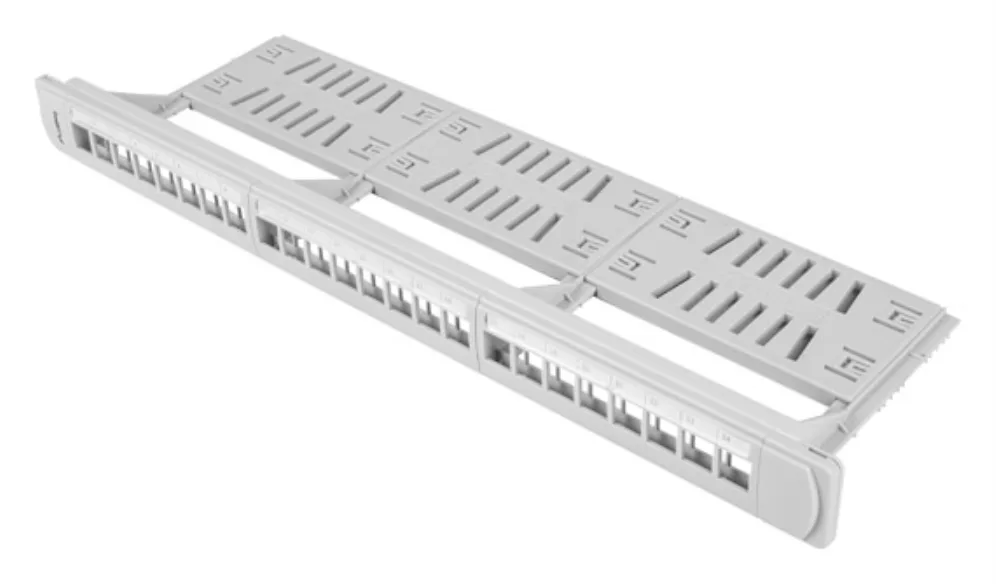 Patch panel lanberg 24 puertos 1u rack 19 pulgadas organizador modulos keystone gris