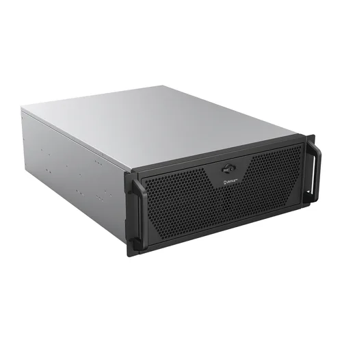 Caja Rack 19" 4U Unyka UK-4340 - Color Negro - 600x430x177 mm - 2 x 3.5" - 4 x 2.5" - 2 x USB 3.0 - 1 x USB-C (3.2) - Fuente ATX no incluidA (soporta redundante soporte incluído)
