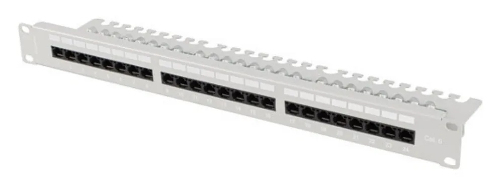 Patch panel lanberg 24 puertos 1u 19 pulgadas cat.6 utp con organizador cables gris