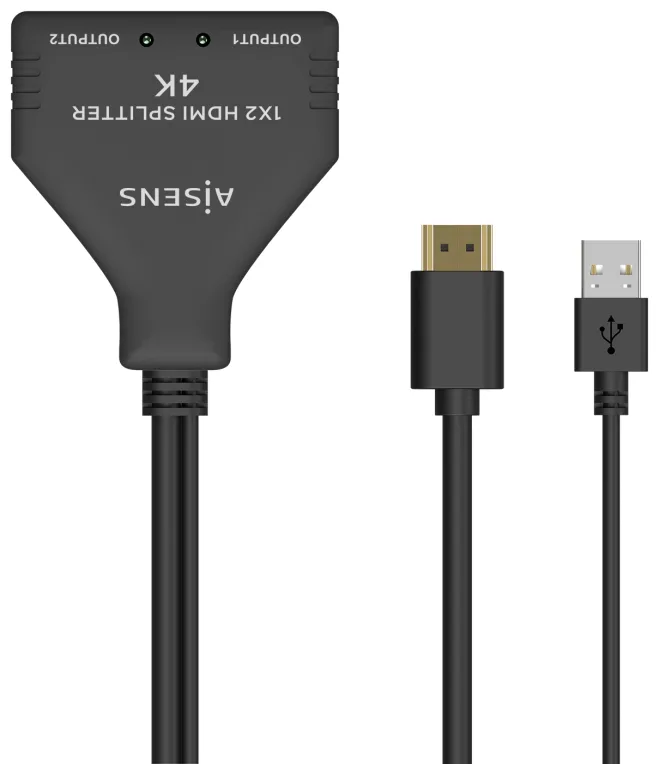 Cable Duplicador HDMI 4K Aisens A123-0654/ 2x HDMI Hembra - HDMI Macho - USB Macho/ 30cm/ Negro