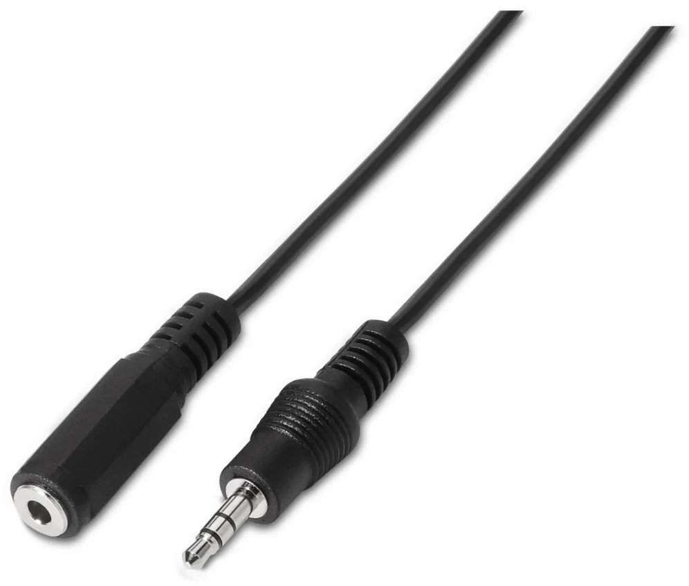 Cable Estéreo Aisens A128-0145/ Jack 3.5 Macho - Jack 3.5 Hembra/ Hasta 0.1W/ 1.5m/ Negro