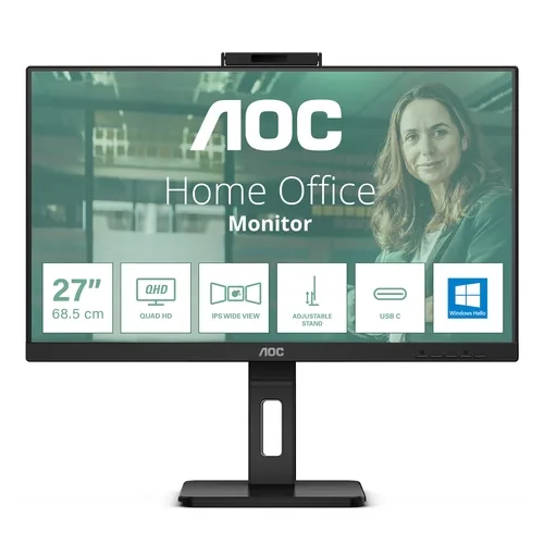 Monitor Profesional AOC 24P3QW 23.8"/ Full HD/ Webcam/ Multimedia/ Regulable en altura/ Negro