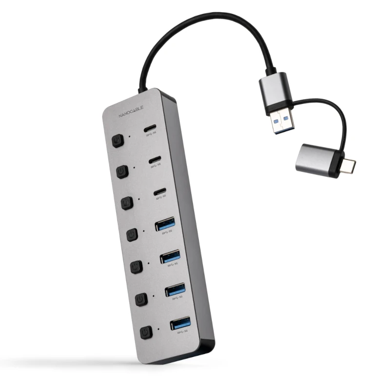 Nanocable Hub USB-C-A 4xUSB-A+3USB-C+USB-C 5V