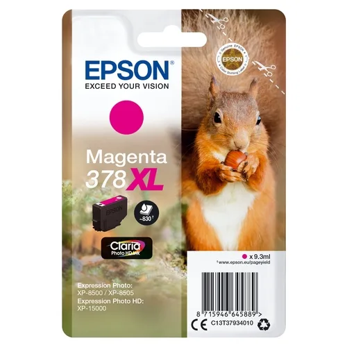 Cartucho tinta epson c13t37934010 singlepack magenta 378xl claria photo hd ink ardilla
