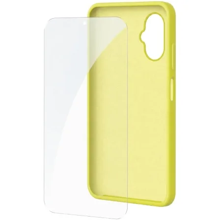 Funda Silicona + Protector de Pantalla de Cristal Templado SPC Wuum One Protection Pack 4354Y/ Compatible con SPC Wuum One/ Amarilla