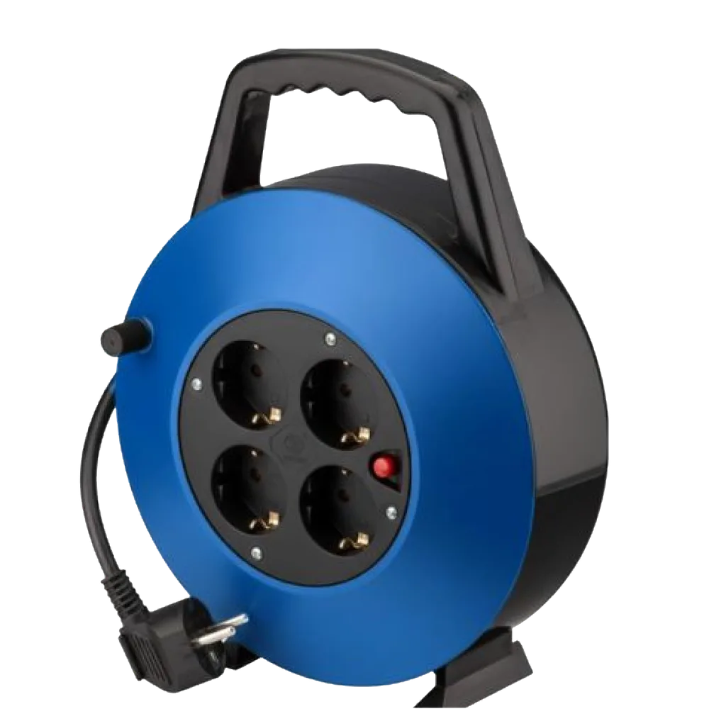 Regleta alargadera phasak 4 tomas schuko con proteccion enrollable 10 metros