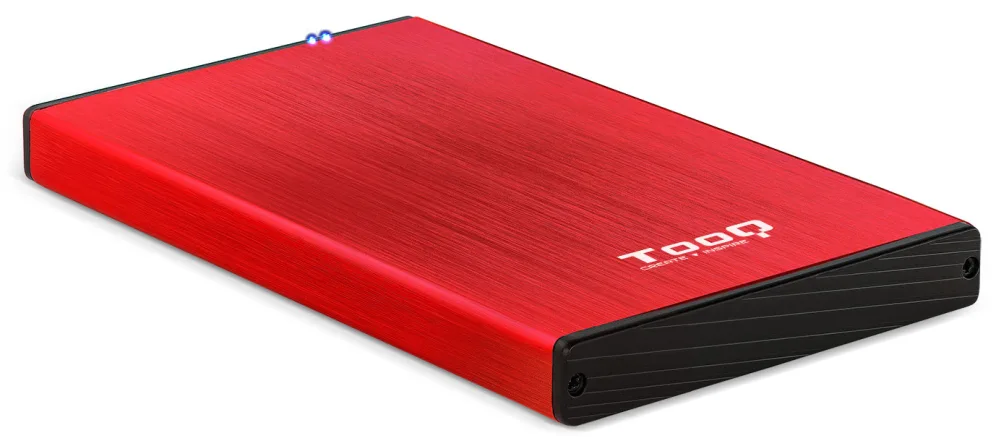 Caja externa tooq tqe - 2527r para hdd 2.5 pulgadas 9.5mm sata 3 usb 3.2 rojo