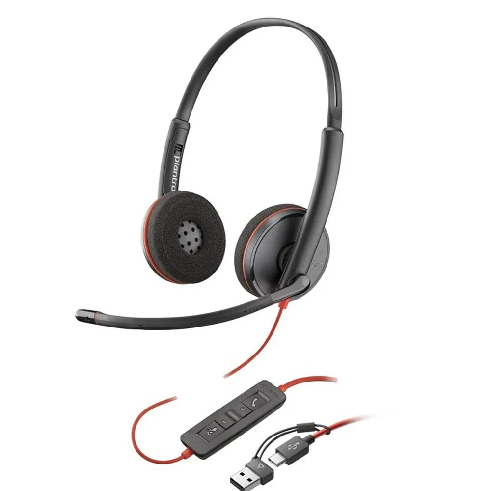 Auriculares poly blackwire 3220 estéreo usb - c negro + adaptador usb - c - a (bulk)
