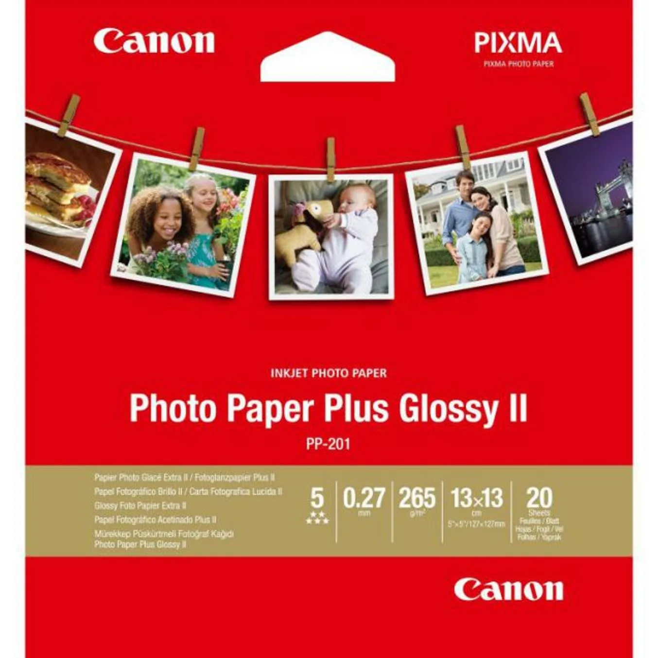 Papel canon foto pp - 201 2311b060 13x13 - 20 hojas