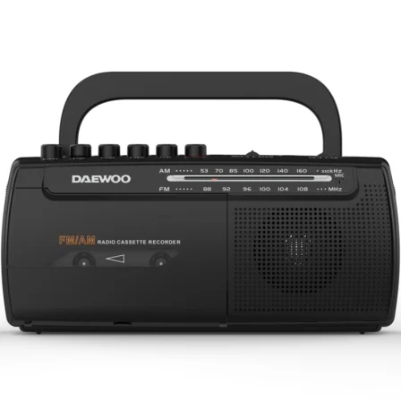 Radio Cassete Daewoo DW1108/ con Cable/ a Pilas/ Negra