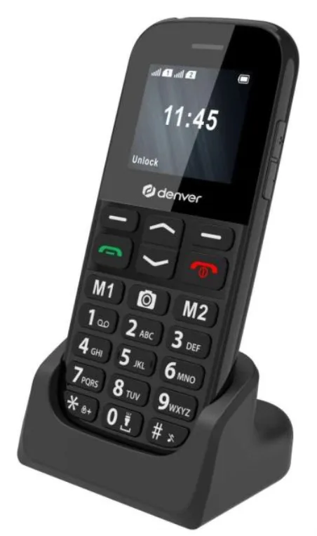 Denver BAS-18800L teléfono móvil 4,5 cm (1.77") Negro Teléfono para personas mayores