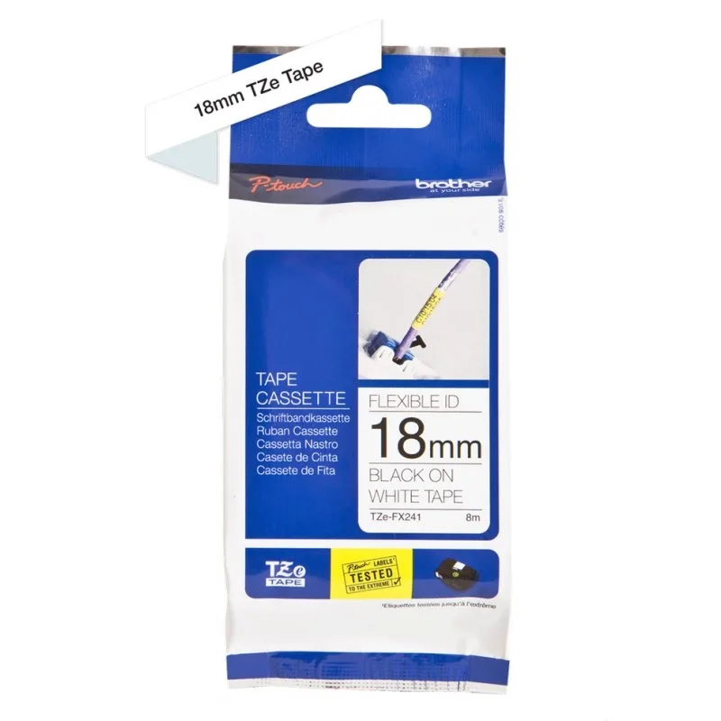Cinta laminada brother tzefx241 18mm x 8m