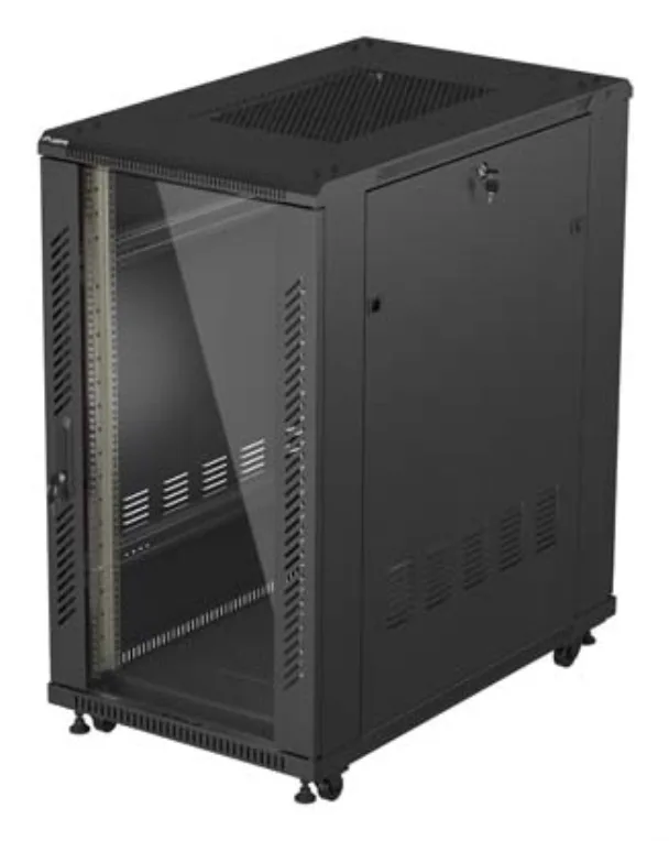 Armario lanberg rack 19 pulgadas 22u - 600x1000 flat pack puerta cristal negro