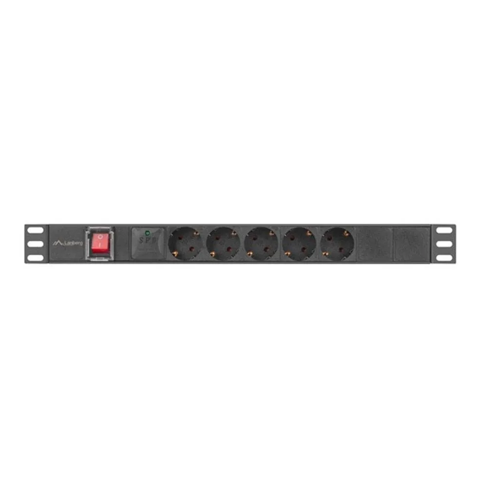 Lanberg PDU-05F-0200-BK unidad de distribución de energía (PDU) 5 salidas AC 1U Negro