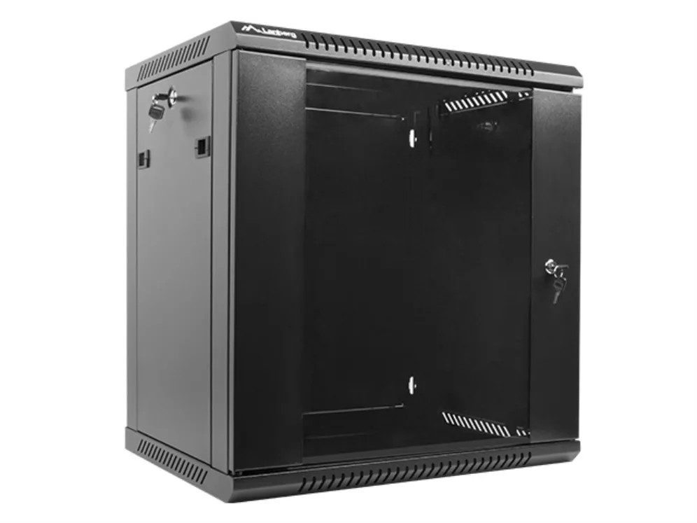 Armario lanberg mural rack 19 pulgadas 12u - 600x450 flat pack v2 negro