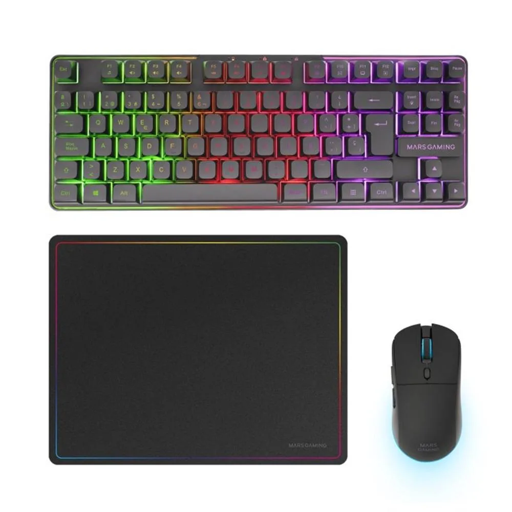 Pack Gaming Mars Gaming MCPWTKL/ Teclado Inalámbrico + Ratón Inalámbrico + Alfombrilla