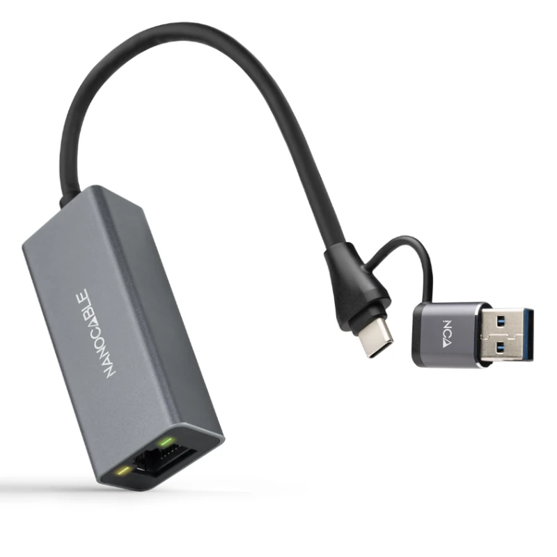 Nanocable Conversor USB-C+USB-A-M 3.0 RJ45 15cm
