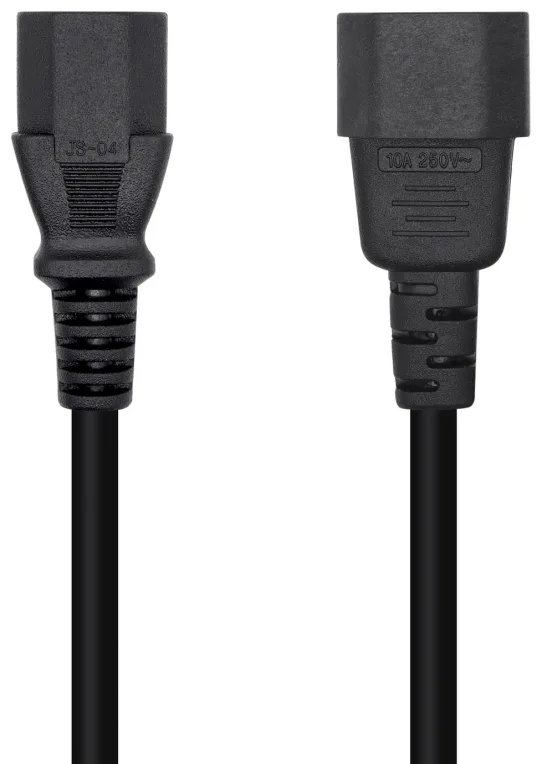 Cable Alimentación Aisens A132-0466/ C13 Hembra - C14 Macho/ Hasta 1500W/ 3m/ Negro
