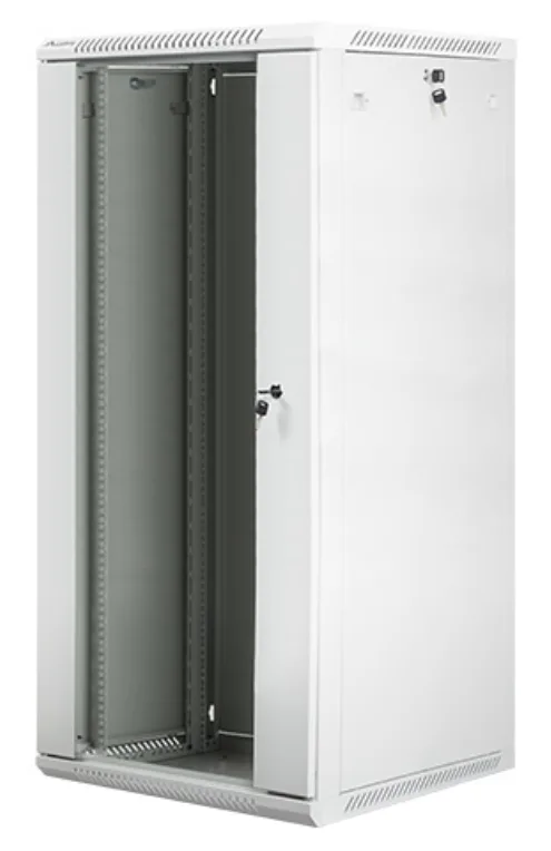 Armario lanberg mural rack 19 pulgadas 27u - 600x600 flat pack puerta cristal gris