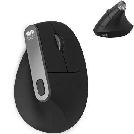 Raton inalambrico subblim vertical ergo dual mouse battery negro