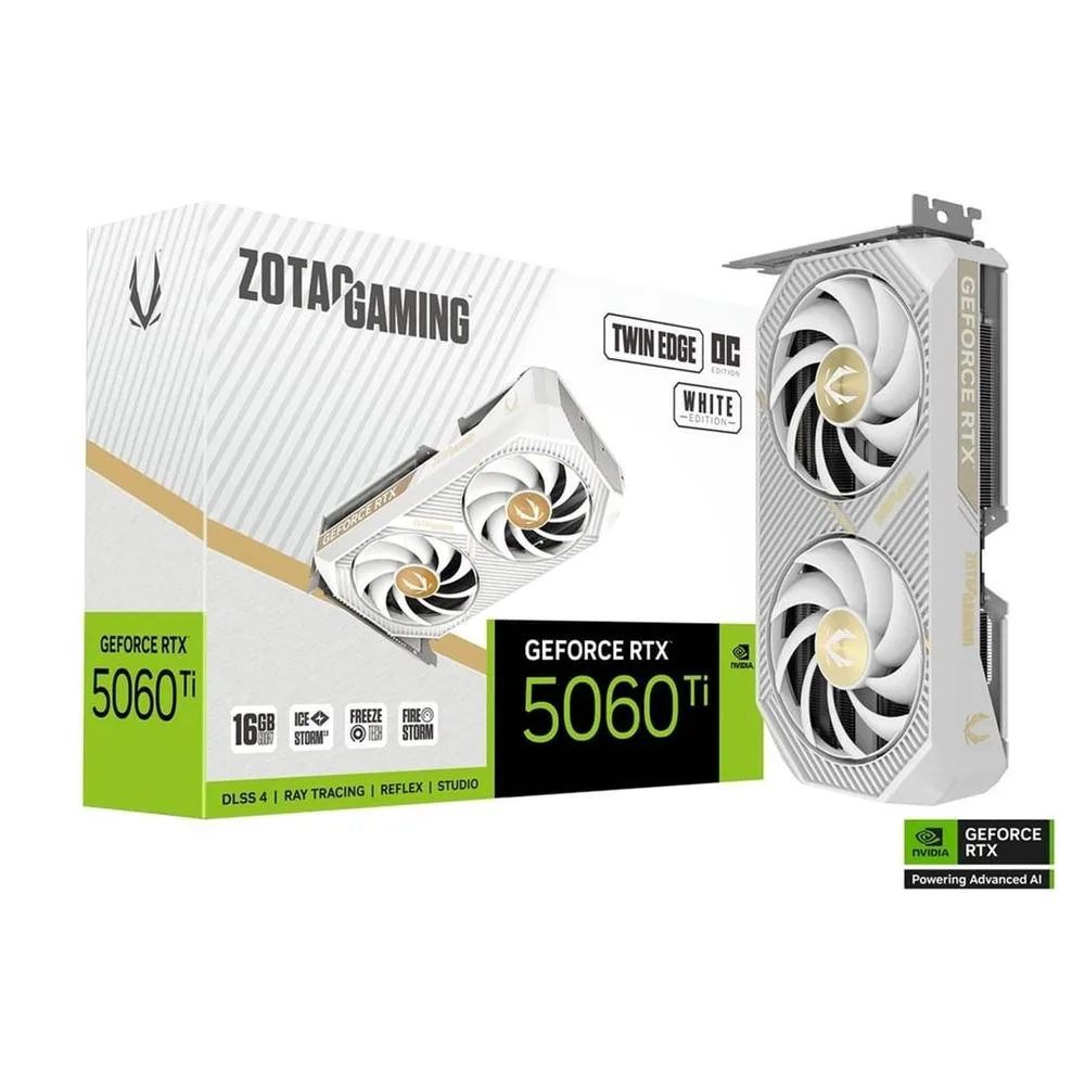Tarjeta grafica zotac gaming rtx 5060 ti twin edge oc white edition 16gb gddr7