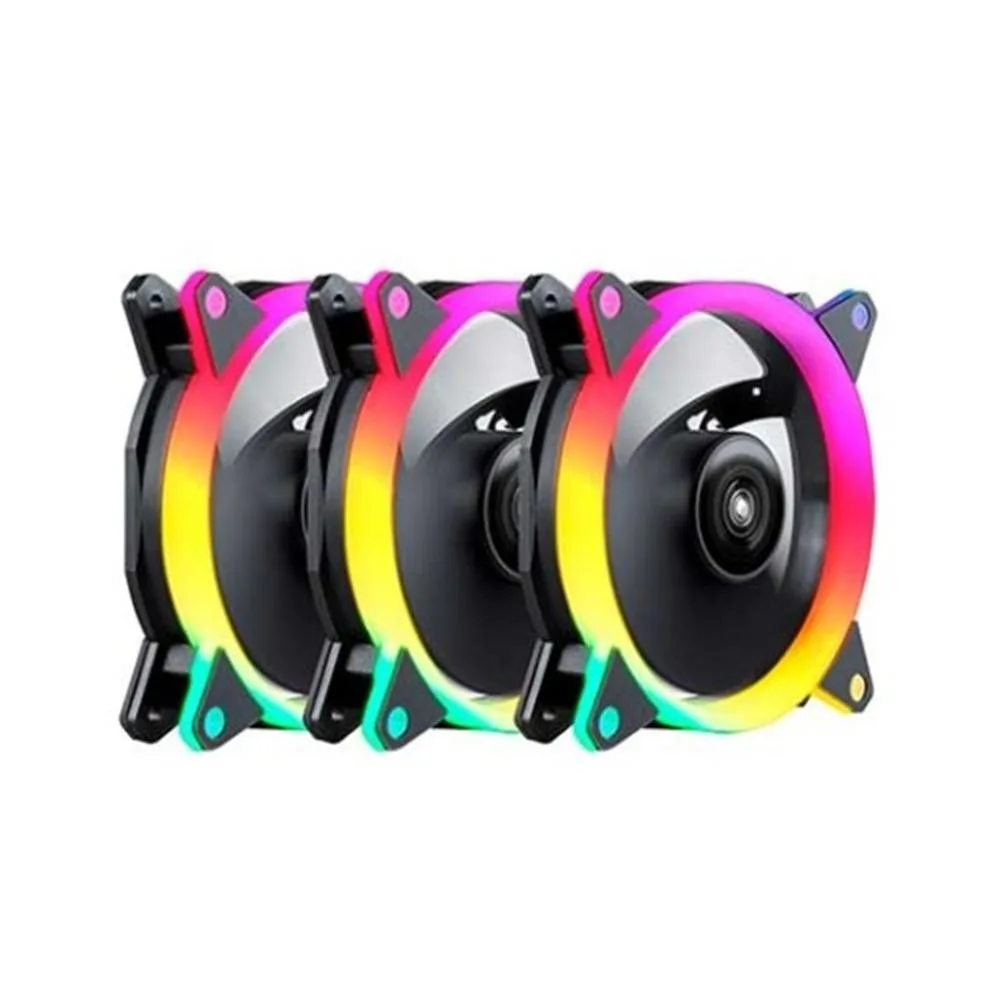 Kit ventiladores cpu gaming unykach ring led argb 3 x 120mm - incluye controladora